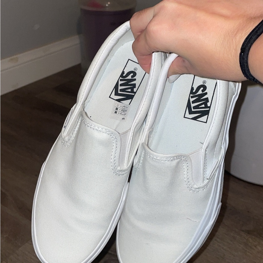 slip on vans! ONLY WORE ONCE! no dirt on the front of shoes at all!